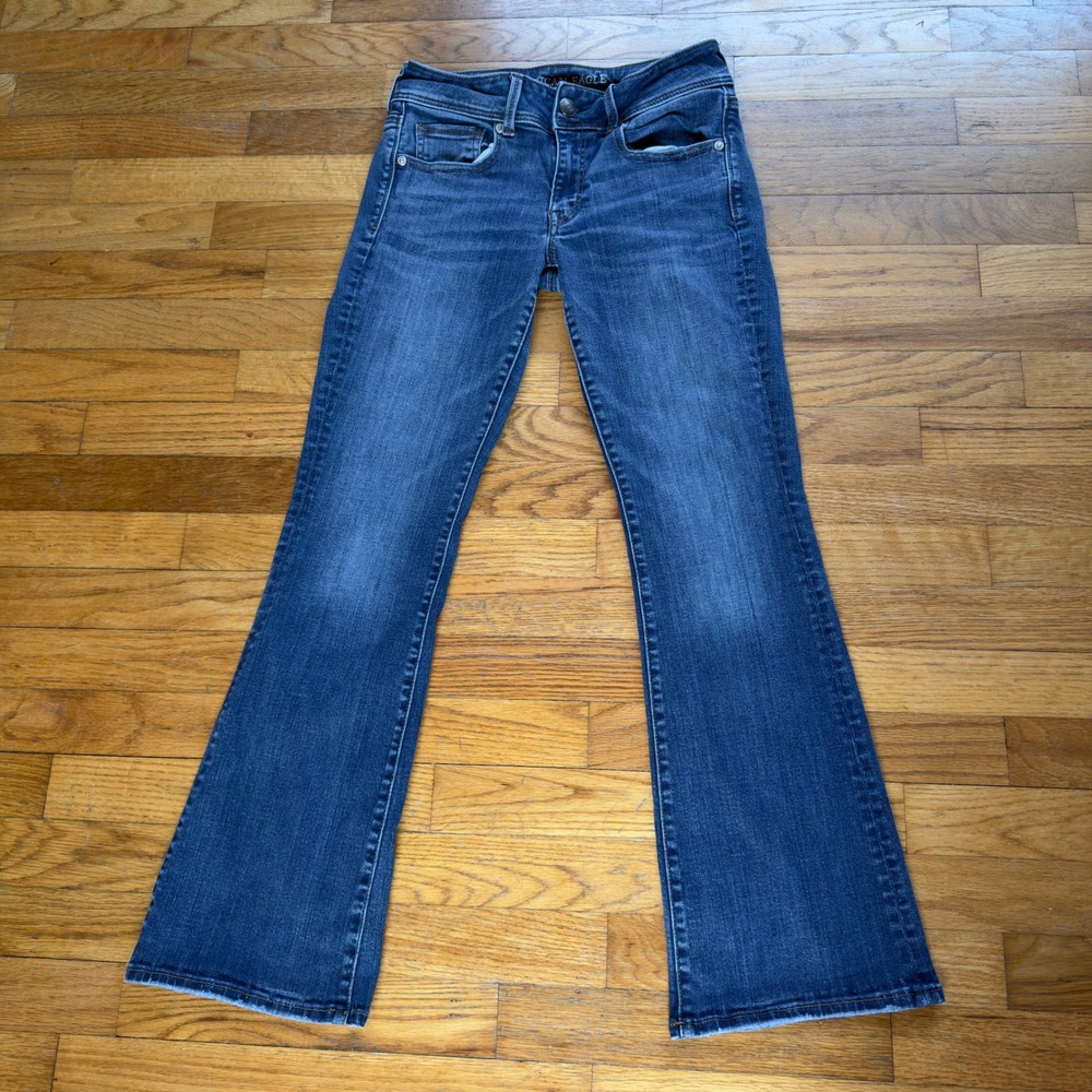American Eagle Jeans Womens 6 Blue Denim Kick Boot Cut Faded Western Casual